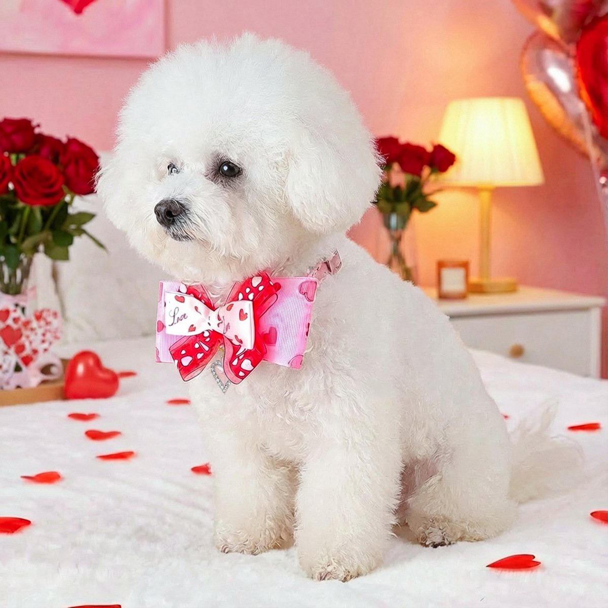 Product Name: Pet Cat Dog Bow Tie PU Collar for Small...