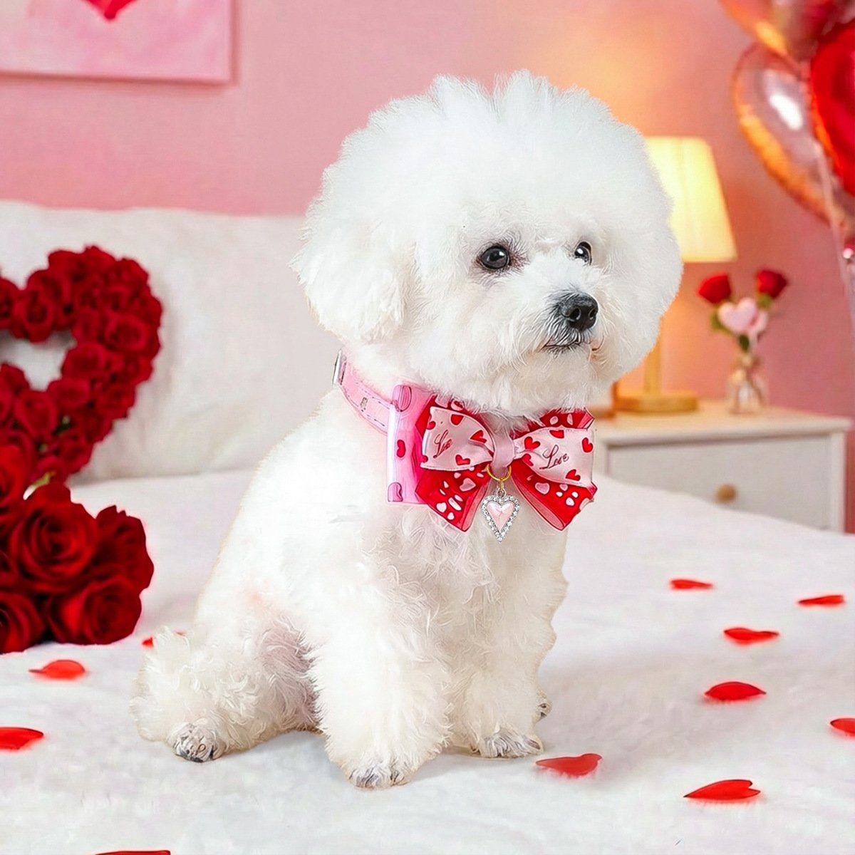 Product Name: Pet Cat Dog Bow Tie PU Collar for Small...
