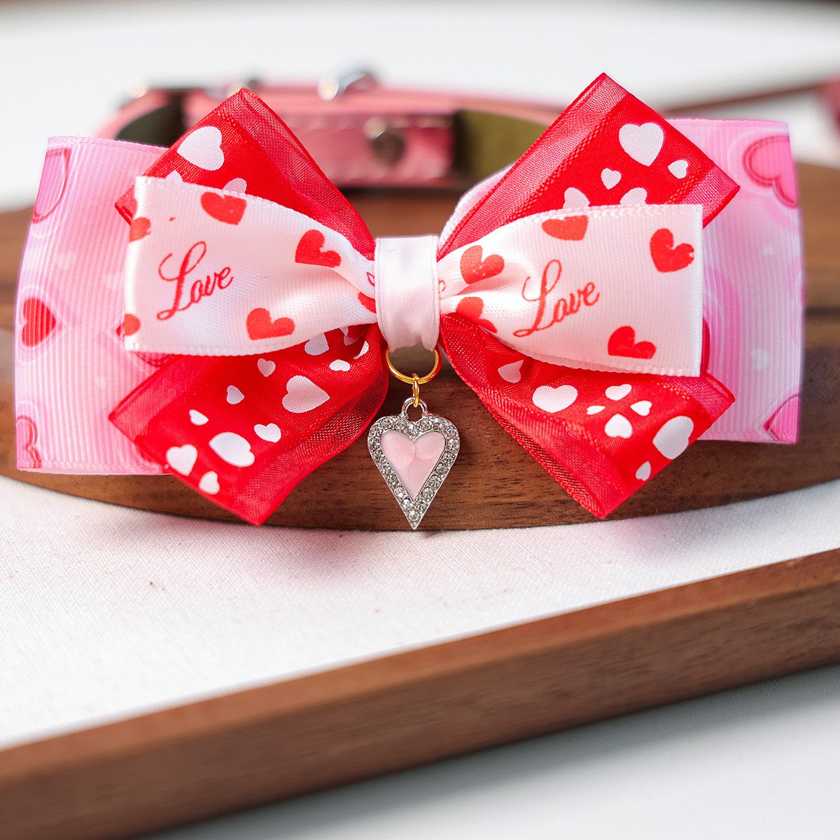 Product Name: Pet Cat Dog Bow Tie PU Collar for Small...