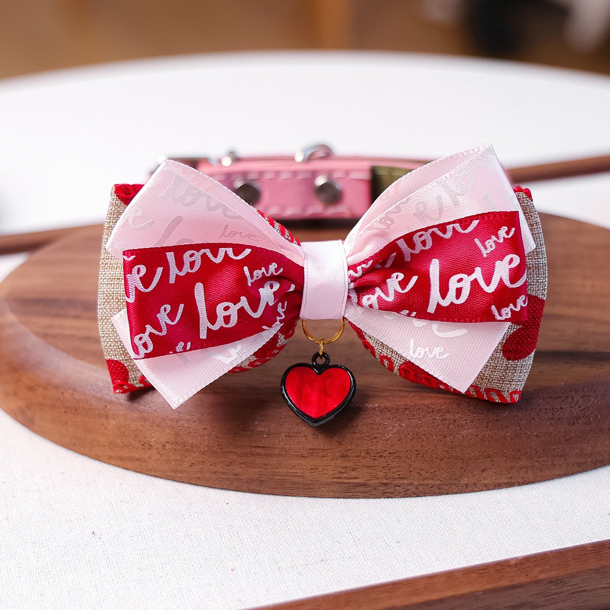 Product Name: Pet Cat Dog Bow Tie PU Collar for Small...