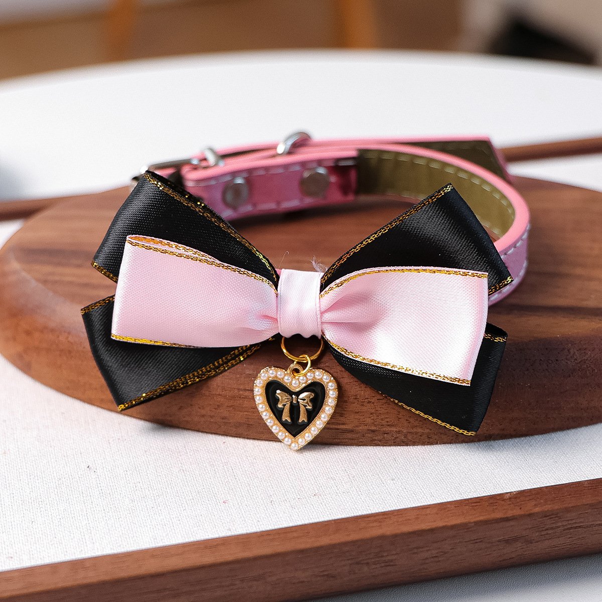 Product Name: Pet Cat Dog Bow Tie PU Collar for Small...
