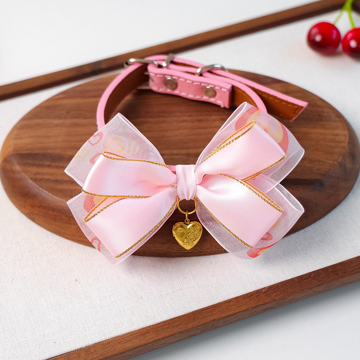Product Name: Pet Cat Dog Bow Tie PU Collar for Small...